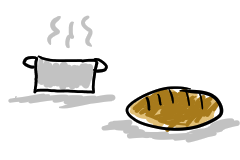 rysunek symbolizujący gotowanie oraz pieczenie chleba