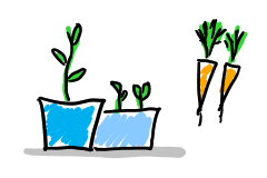 rysunek: doniczki z roślinami